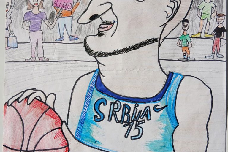 Карикатура 86: Никола Јокић Аутор : Милена Рајић, 5. разред ОШ „Вељко Дугошевић", Турија Ментор: Саша Драгојевић