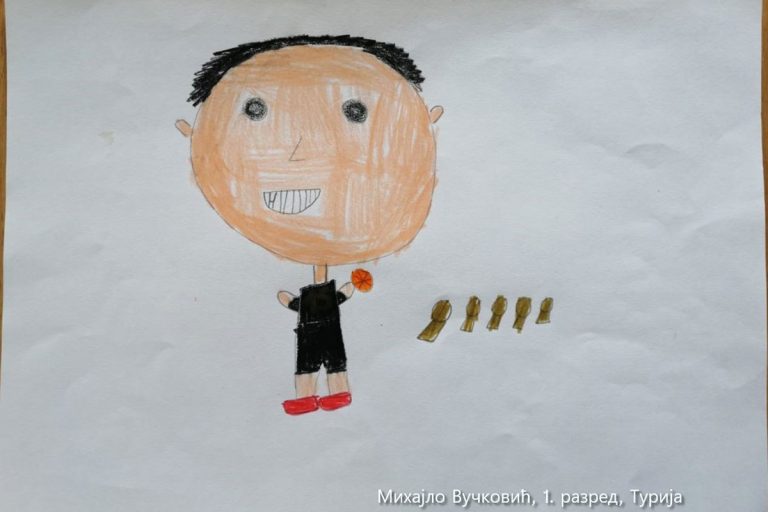 Карикатура 89: Никола Јокић Аутор : Михајло Вучковић, 1. разред ОШ „Вељко Дугошевић", Турија Ментор: Саша Драгојевић