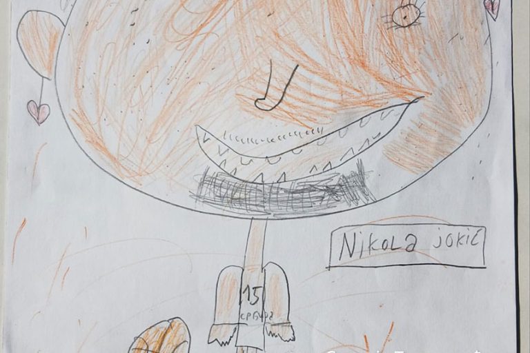 Карикатура 91: Никола Јокић Аутор : Силвија Траиловић и Николина Вељковић, 6. разред ОШ „Вељко Дугошевић", Турија Ментор: Саша Драгојевић