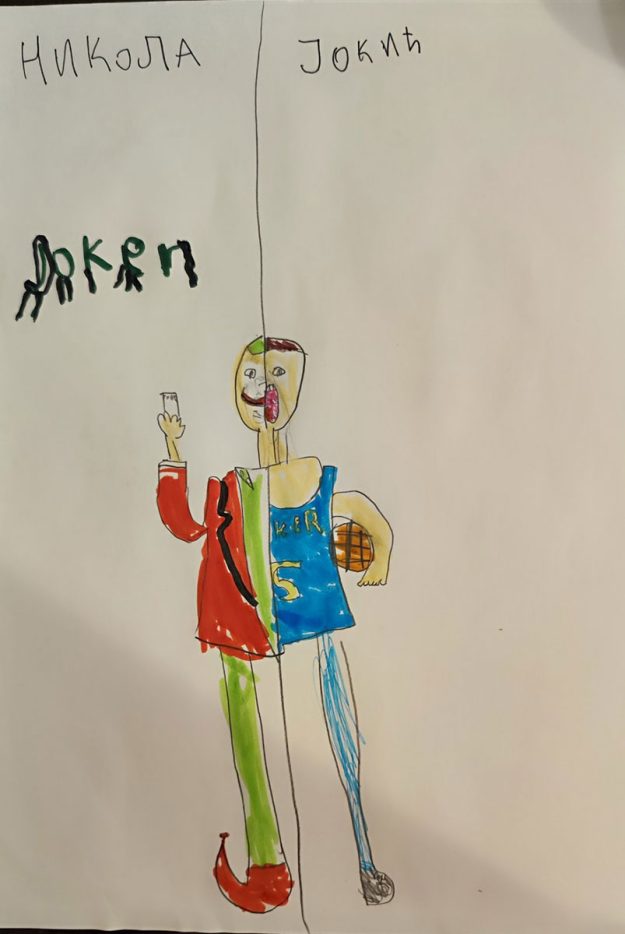 Карикатура 96: Никола Јокић Аутор : Јован Спасеновић 2.р. Српска допунска школа, Кипар Ментор: Драгана Христу