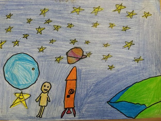 Такмичарски рад 136 Аутор: Драгана Радисављевић 4-1 ОШ „Душан Јерковић“, Банатски Карловац Одломак из романа: „Велика космичка авантура“. Илустрација приче „Звездана тајна“ Ментор: Драгана Ђукановић