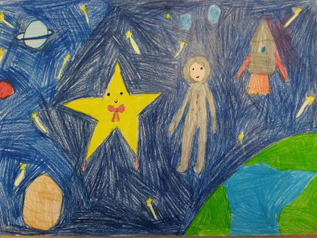 Такмичарски рад 144 Аутор: Невена Танасијевић 4-1 ОШ „Душан Јерковић“, Банатски Карловац Назив романа „Велика космичка авантура“.Илустрација приче „Звездана тајна“ Ментор: Драгана Ђукановић