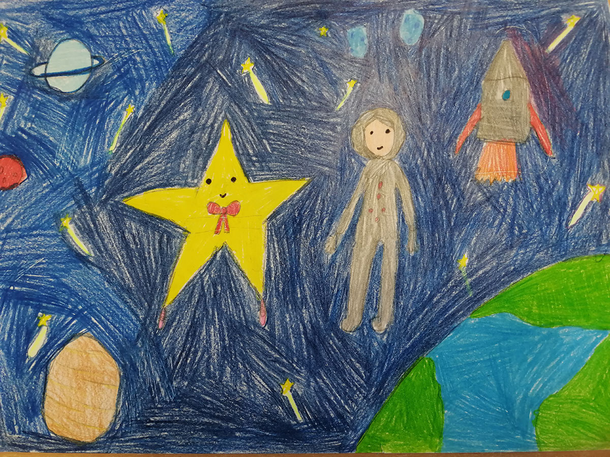 Такмичарски рад 144 Аутор: Невена Танасијевић 4-1 ОШ „Душан Јерковић“, Банатски Карловац Назив романа „Велика космичка авантура“.Илустрација приче „Звездана тајна“ Ментор: Драгана Ђукановић