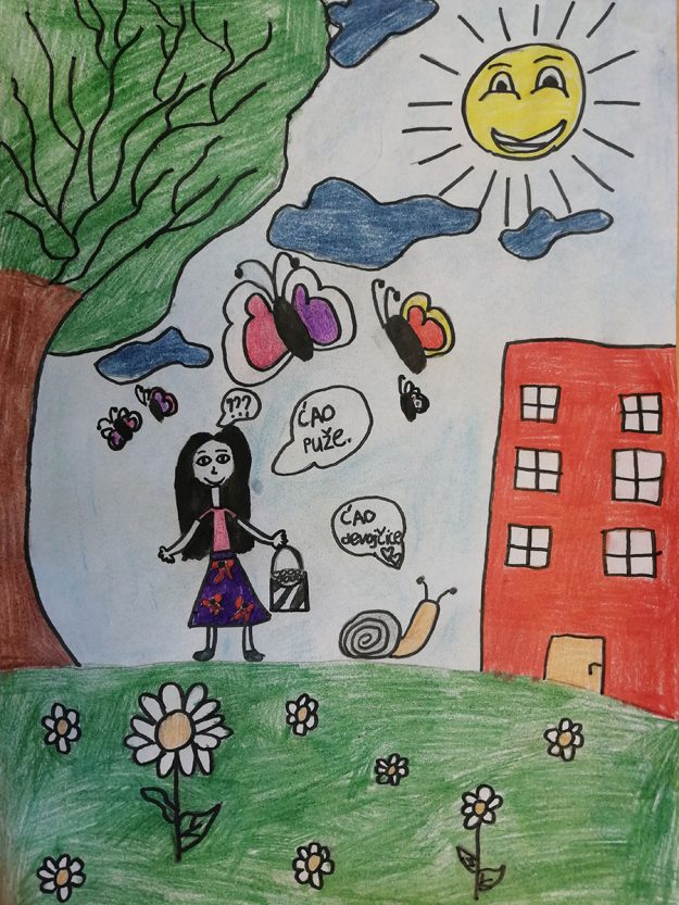 Такмичарски рад 148 Аутор: Сара Вељовић 4-1 ОШ „Душан Јерковић“, Банатски Карловац Назив романа „Дечак Змај и друге бајке“. Илустрација приче „ Пужић Влада из Спорограда“ Ментор: Драгана Ђукановић