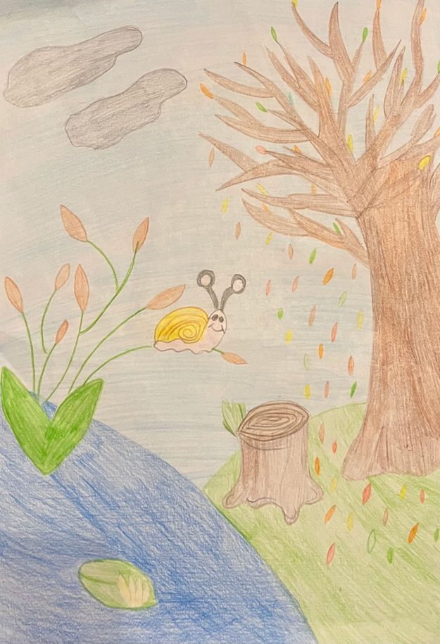 Такмичарски рад 303 Аутор: Лена Васић, 4/3 ОШ „Краља Петра II", Ужице Илустрација приче „Пужић Влада из Спорограда"