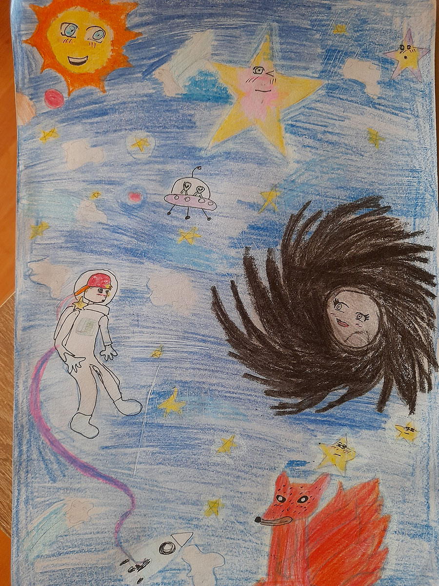 Такмичарски рад 354 Аутор: Хана Богдановић. 4. разред ОШ „Вук Караџић“, Кладово Роман: Велика космичка авантура Ментор: Бојана Брзогић