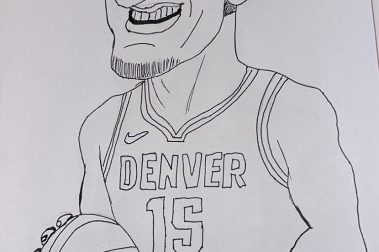 Карикатура 256: Никола Јокић Аутор: Јоргос Апостолидис, 13 година Српска допунска школа, Грчка Ментор: Љубица Покрајац