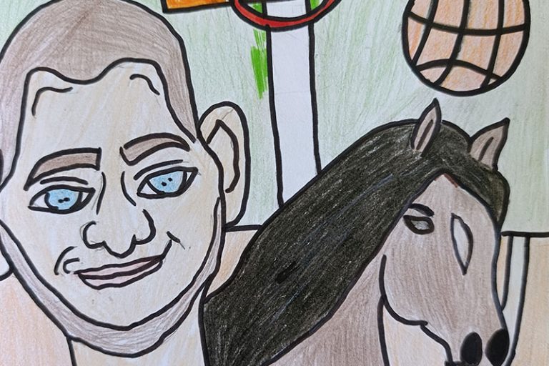 Карикатура 27: Никола Јокић Аутор: Теа Прокић, 3. разред, ОШ"Јастребачки партизани" Мерошина (ИО Доња Расовача) Ментор: Сузана Стојановић