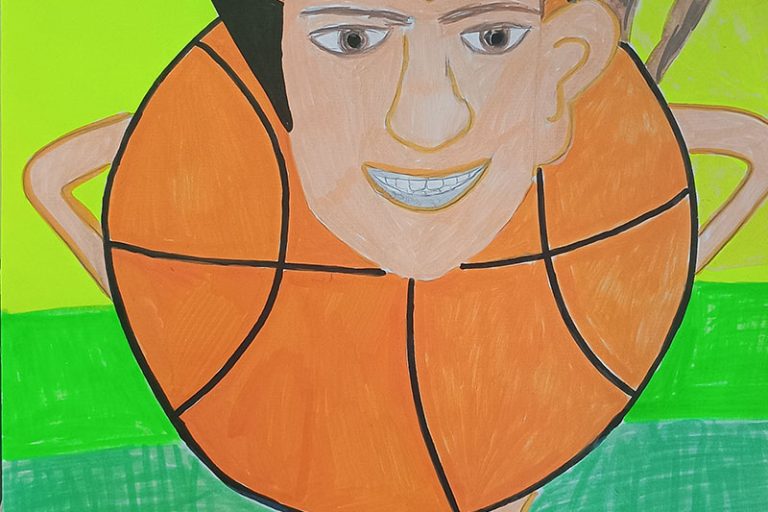 Карикатура 28: Никола Јокић Аутор: Хана Драгутиновић 2-1 ОШ „Десанка Максимовић“, Пожаревац Ментор: Емина Ћирковић Ивановић