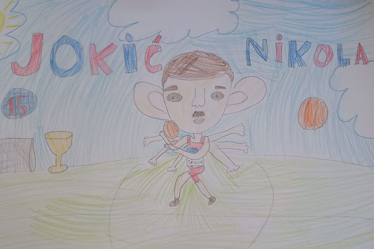 Карикатура 29: Никола Јокић Аутор: Јана Мијановић 2-1 ОШ „Десанка Максимовић“, Пожаревац Ментор: Емина Ћирковић Ивановић