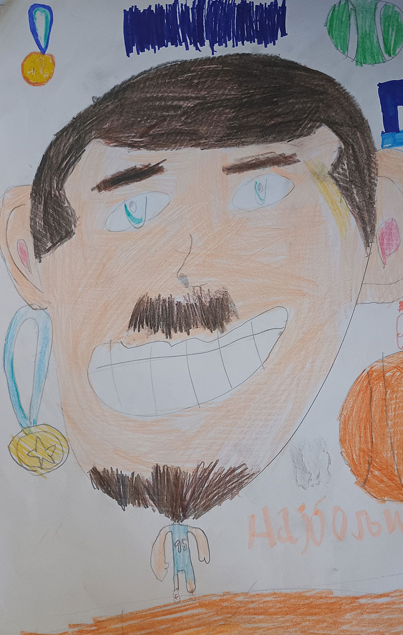 Карикатура 30: Никола Јокић Аутор: Викторија Вељковић 2-1 ОШ „Десанка Максимовић“, Пожаревац Ментор: Емина Ћирковић Ивановић