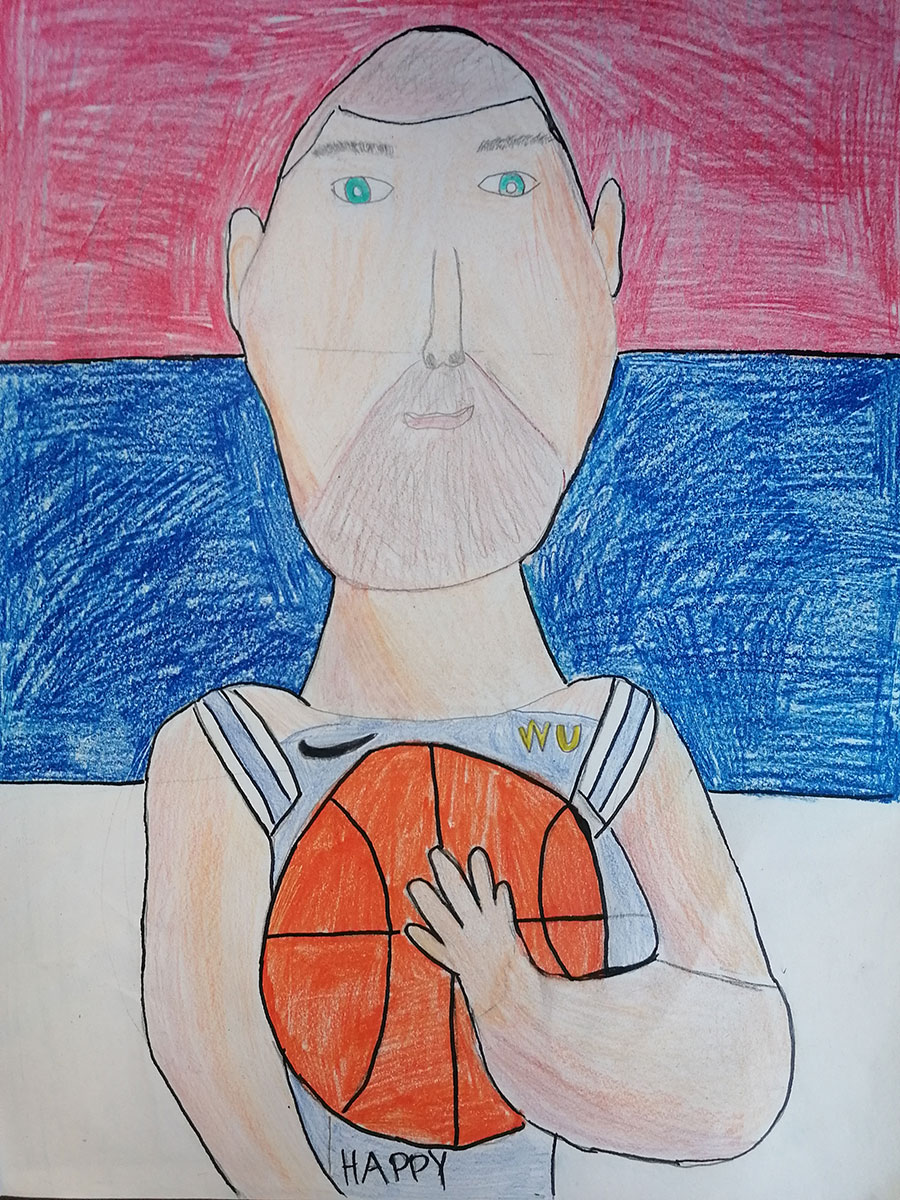 Карикатура 32: Никола Јокић Аутор: Исидора Милановић 3/1 ОШ „Десанка Максимовић“, Пожаревац Ментор: Драгана Момчиловић