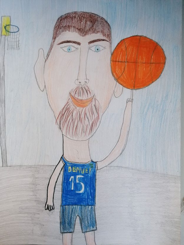 Карикатура 33: Никола Јокић Аутор: Петра Благојевић 3/1 ОШ „Десанка Максимовић“, Пожаревац Ментор: Драгана Момчиловић