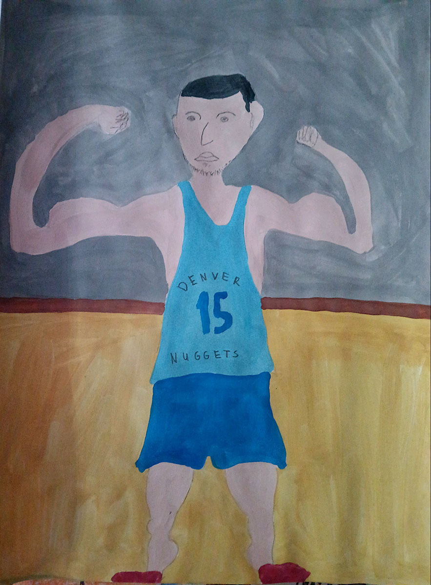 Карикатура 38: Никола Јокић Аутор: Данило Бркушанин, 8. разред ОШ „Лаза К. лазаревић“, Шабац Ментор: Тања Павловић