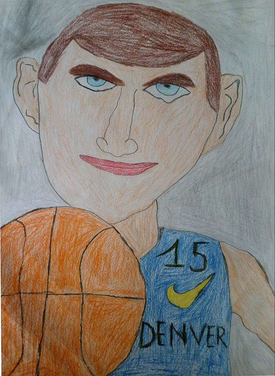 Карикатура 39: Никола Јокић Аутор: Марко Гајић, 8. разред ОШ „Лаза К. лазаревић“, Шабац Ментор: Тања Павловић