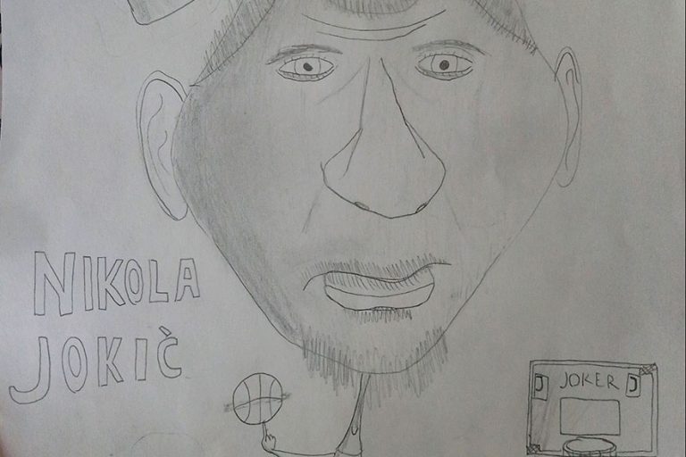 Карикатура 40: Никола Јокић Аутор: Тадија Кузмановић, 8. разред ОШ „Лаза К. Лазаревић“, Шабац Ментор: Тања Павловић