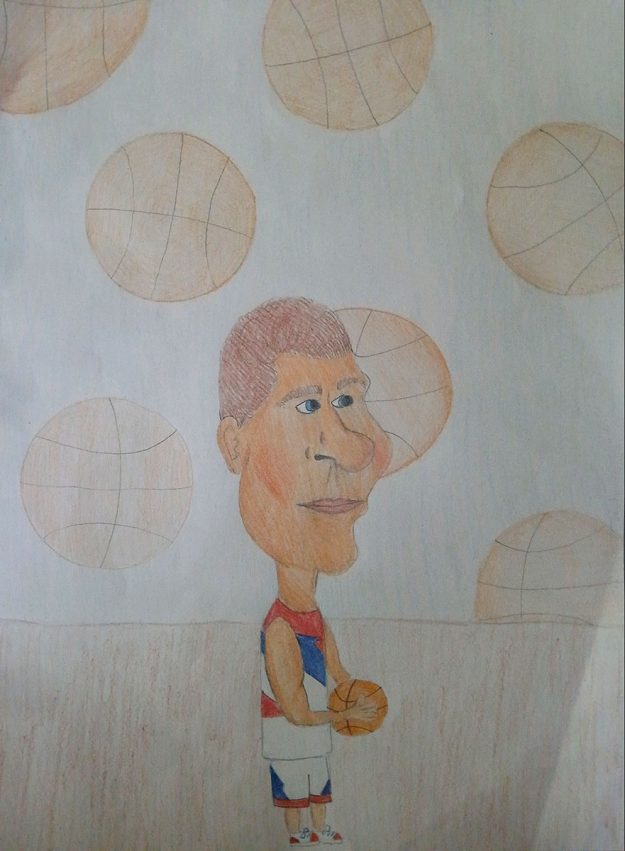 Карикатура 42: Никола Јокић Аутор: Петра Топаловић, 8. разред ОШ „Лаза К. Лазаревић“, Шабац Ментор: Тања Павловић