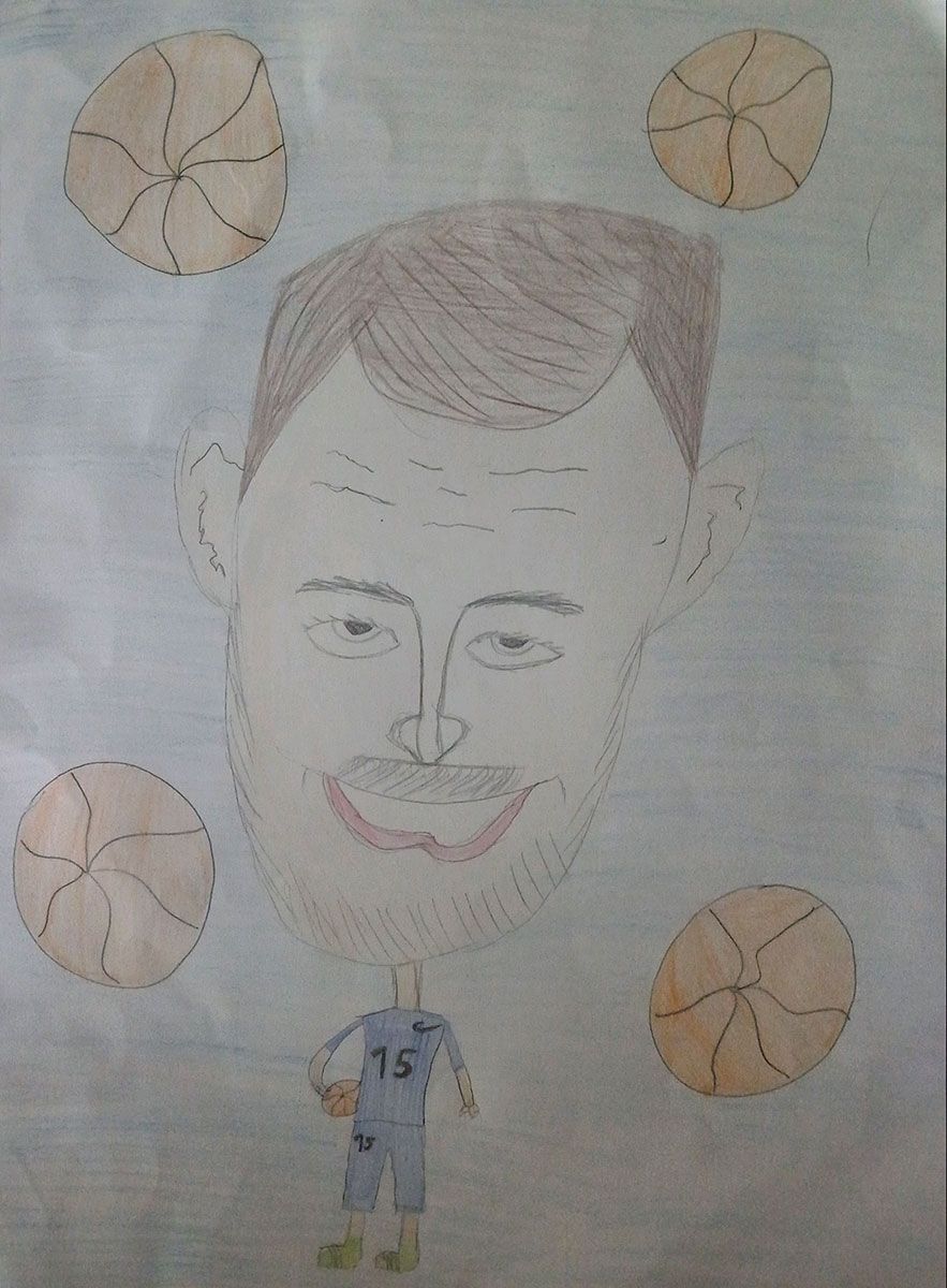 Карикатура 43: Никола Јокић Аутор: Лена Марковић, 8. разред ОШ „Лаза К. Лазаревић“, Шабац Ментор: Тања Павловић