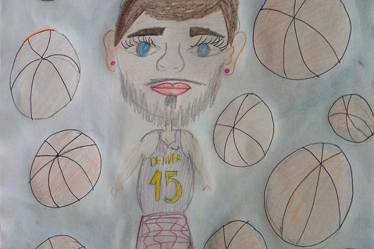 Карикатура 44: Никола Јокић Аутор: Дуња Топаловић, 8. разред ОШ „Лаза К. Лазаревић“, Шабац Ментор: Тања Павловић