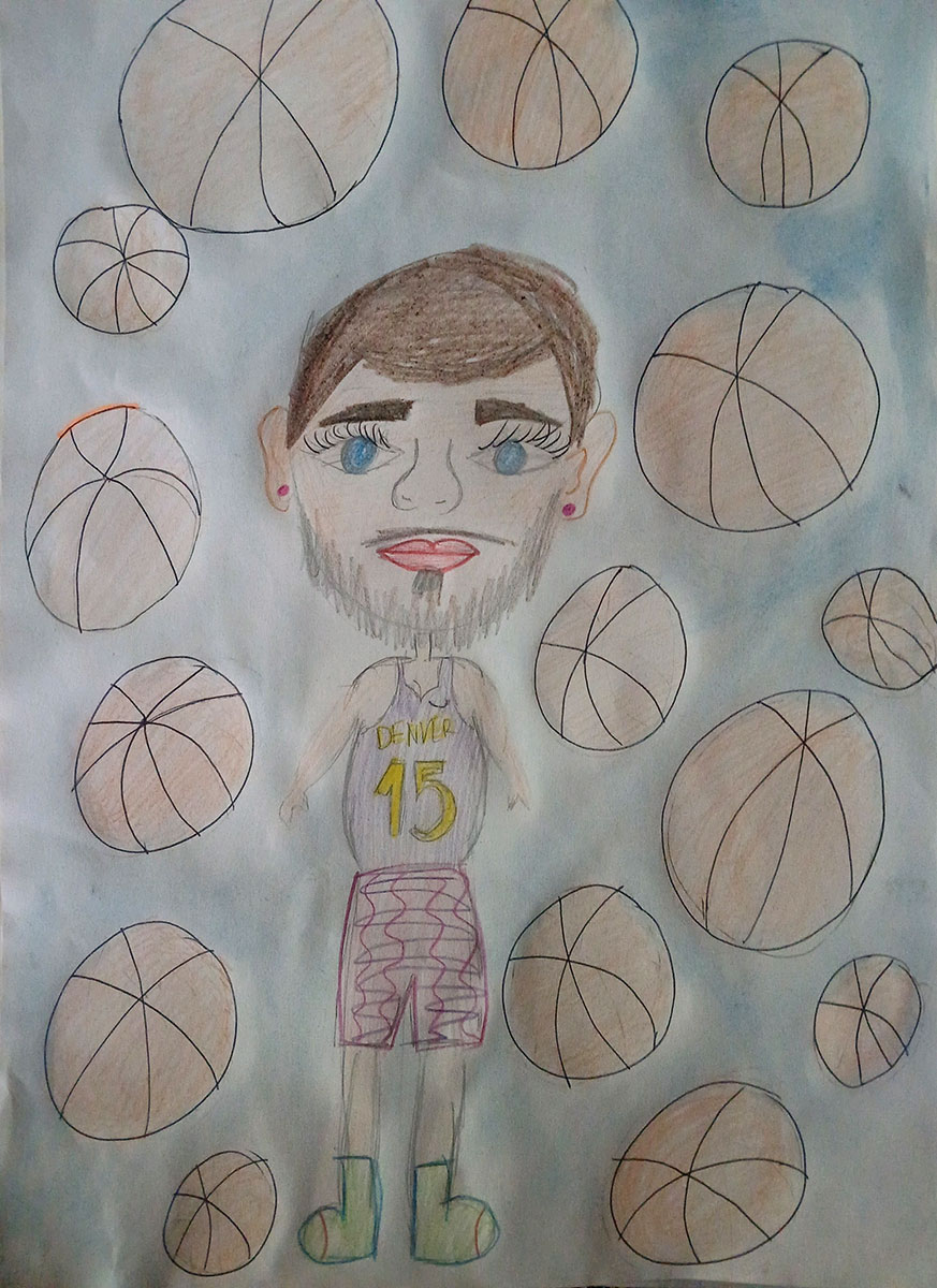 Карикатура 44: Никола Јокић Аутор: Дуња Топаловић, 8. разред ОШ „Лаза К. Лазаревић“, Шабац Ментор: Тања Павловић