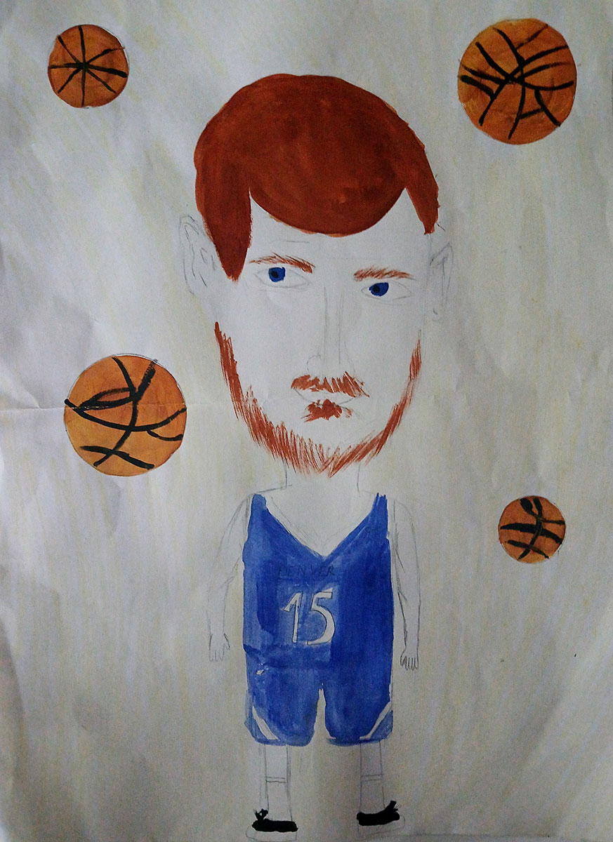 Карикатура 45: Никола Јокић Аутор: Сара Лазаревић, 8. разред ОШ „Лаза К. Лазаревић“, Шабац Ментор: Тања Павловић