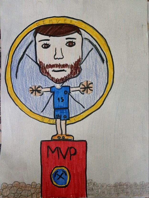 Карикатура 49: Никола Јокић Аутор: Вељко Тешић, 6. разред ОШ „Лаза К. Лазаревић“, Шабац Ментор: Тања Павловић