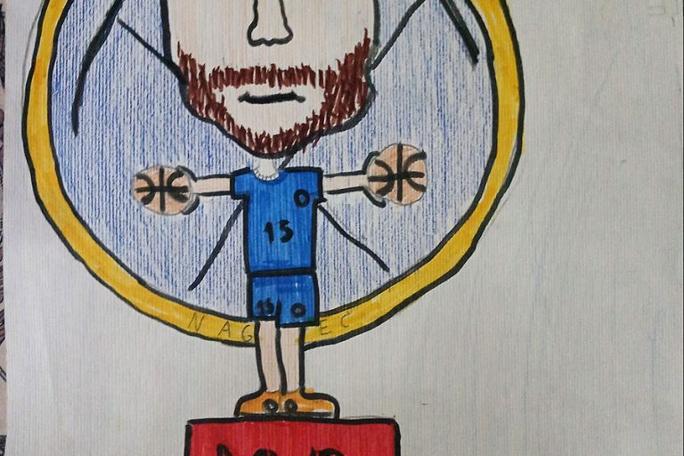 Карикатура 49: Никола Јокић Аутор: Вељко Тешић, 6. разред ОШ „Лаза К. Лазаревић“, Шабац Ментор: Тања Павловић