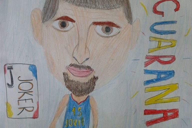 Карикатура 50: Никола Јокић Аутор: Наталија Веселиновић, 6. разред ОШ „Лаза К. Лазаревић“, Шабац Ментор: Тања Павловић