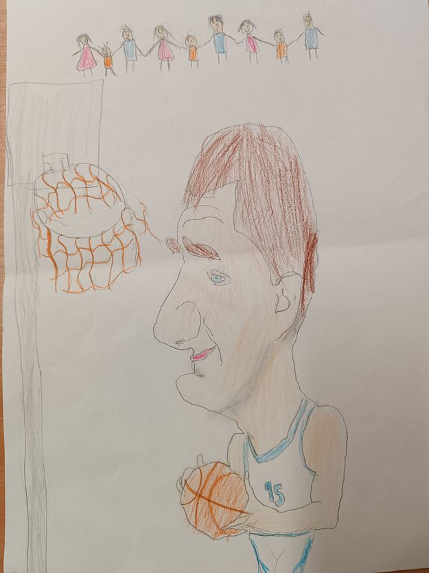 Карикатура 51: Никола Јокић Аутор: Марта Миљковић, 4/3 ОШ „Доситеј Обрадовић“, Пожаревац Ментор: Тања Павловић