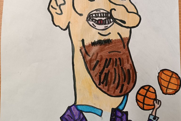 Карикатура 52: Никола Јокић Аутор: Сташа Томић, 4/3 ОШ „Доситеј Обрадовић“, Пожаревац Ментор: Андријана Радуљевић