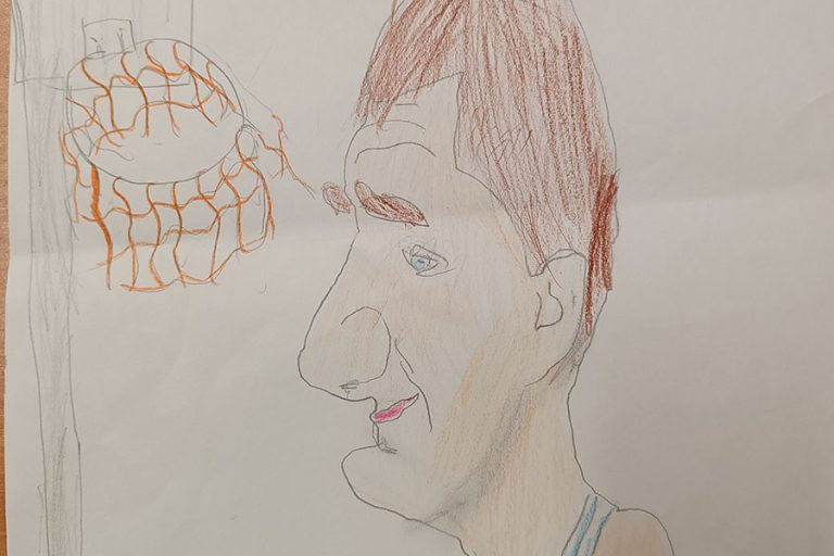 Карикатура 53: Никола Јокић Аутор: Марта Миљковић, 4/3 ОШ „Доситеј Обрадовић“, Пожаревац Ментор: Андријана Радуљевић