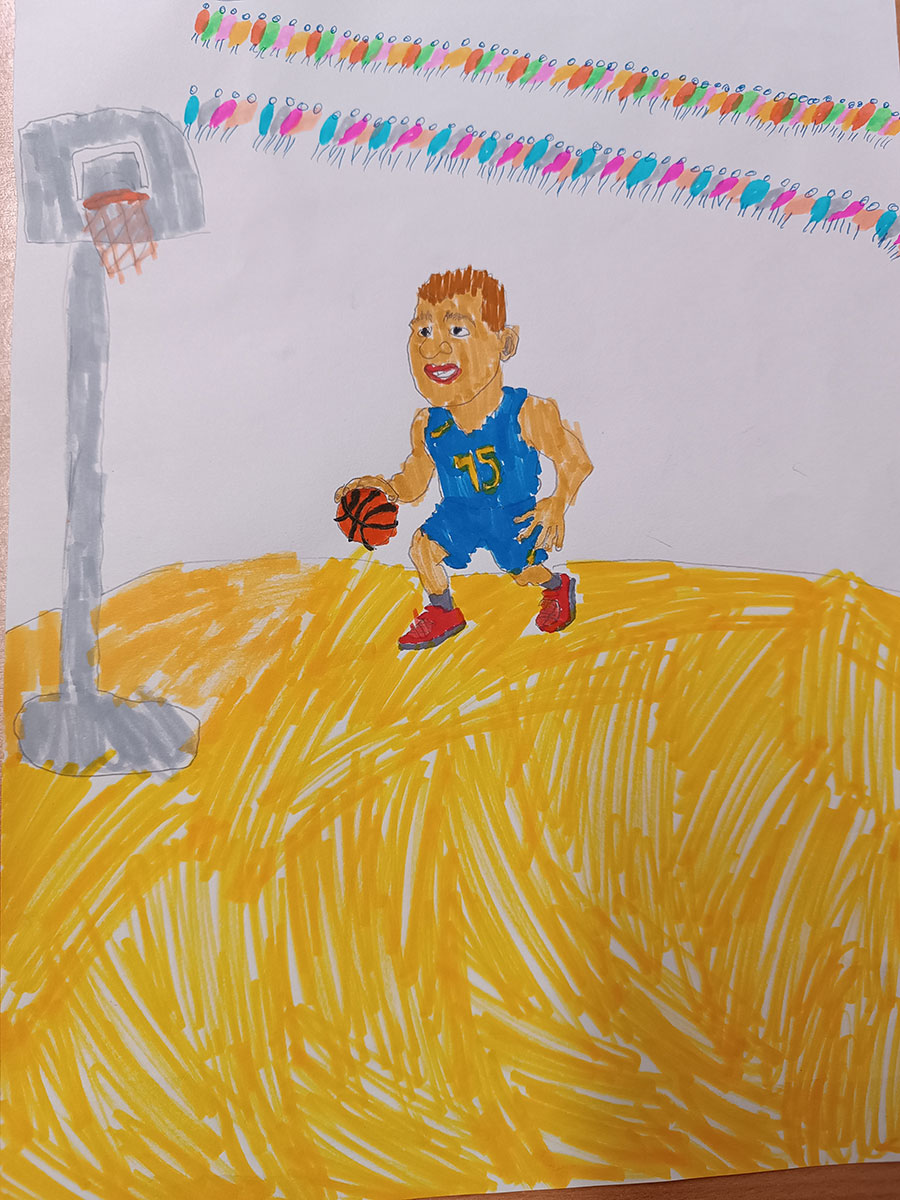 Карикатура 56: Никола Јокић Аутор: Софија Миљковић, 4/3 ОШ „Доситеј Обрадовић“, Пожаревац Ментор: Андријана Радуљевић